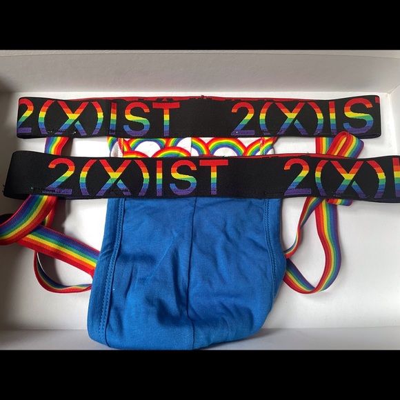 2(X)IST 188219 Mens Pride Cotton Stretch Jock Strap Underwear Rainbow Size Small - Picture 4 of 4